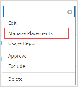 Manage Placements Blackboard Learn App Manage Placements is the second option in the drop down menu.